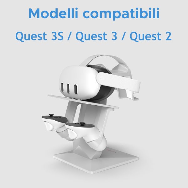 Digicharge Supporto per cuffie VR per Meta Quest 3S / Quest 3 / Oculus Quest 2 VR Mount Display Storage per cuffie e controller touch - immagine 6