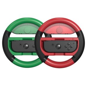 COODIO Volante Pro per Switch, Volante Joy Con, Grip Confortevole Volante da Corsa per Mario Kart 8 Deluxe / Nintendo Switch & Modello OLED, M Rosso / L Verde (2 Pezzi)