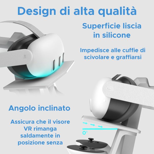 Digicharge Supporto per cuffie VR per Meta Quest 3S / Quest 3 / Oculus Quest 2 VR Mount Display Storage per cuffie e controller touch - immagine 3