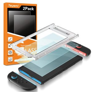 Teyomi [2 pezzi] Pellicola protettiva compatibile con Nintendo Switch 2 [7,9''] 2025, Vetro Temperato per Nintendo Switch 2 con Kit di allineamento automatico, senza bolle, antigraffio, anti-impronta